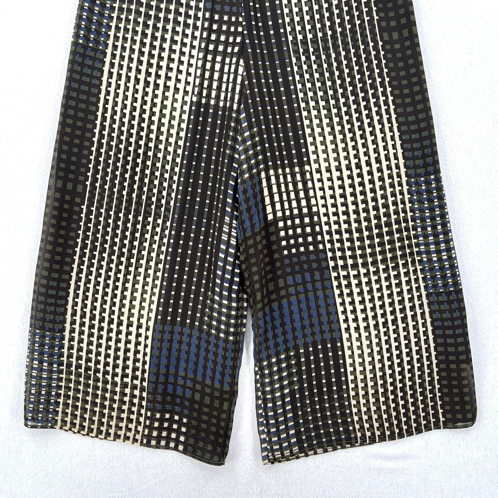 COSETTE Wide Leg Pants Womens Brown Cream Geometric Print Lightweight - Picture 5 of 14